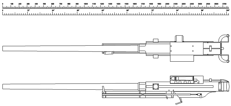 37mm Bofors Canon Top and Side View (includes full-size ruler to scale) - PT-Boat.com