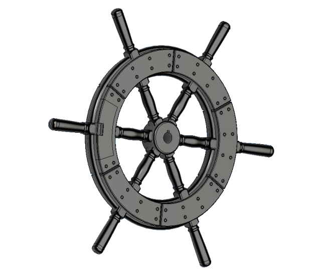 Picture of the Higgins Steering Wheel Printed at 1/20th Scale - John Drain's Model PT-Boat Site