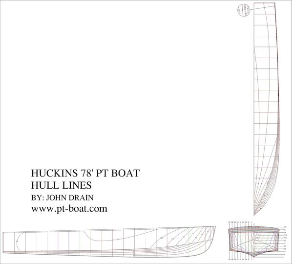 My AutoCAD Fusion 'lines' (1in) sections of the Huckins Hull Kit - John Drain's Model PT-Boat Site