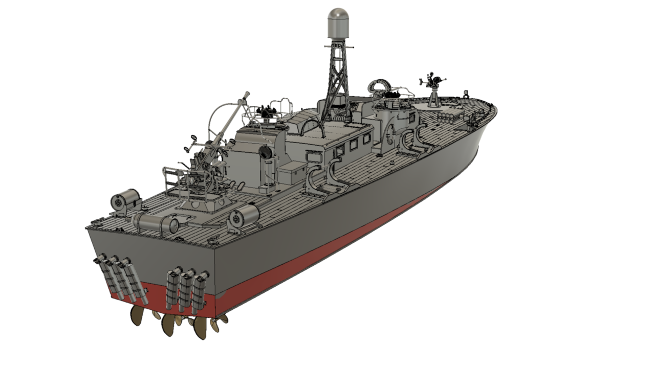 Another Render from AutoCAD Fusion of PT-593 - John Drain's Model PT-Boat Site