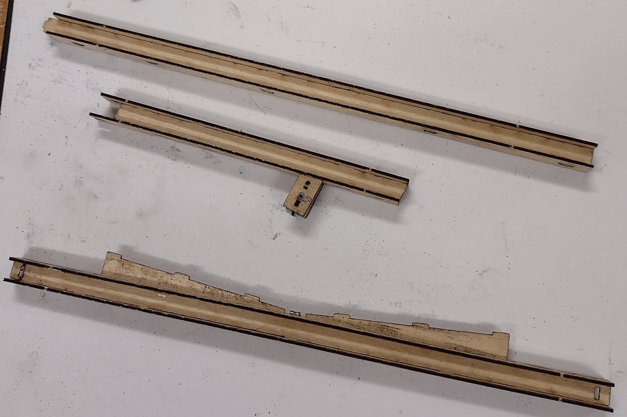 John's elco cradle support5 and outrigger parts - John Drain's Model PT-Boat Site