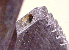 Picture of the elevating gear with a hole driled for the stop on the 40mm Bofors Cannon - John Drain's Model PT-Boat Site