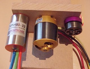 Picture of the Kontronic, AXI and EFlypower (L-R) - John Drain's Model PT-Boat Site