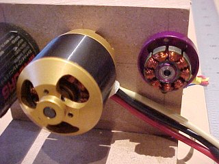 Picture of the AXI and EFlypower Motors with their Outrunner Magnetic Rotors Removed - John Drain's Model PT-Boat Site