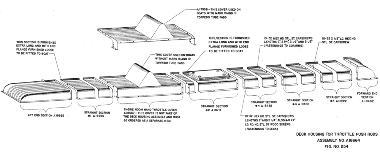 Picture of the Deck Housing that covers the Push Rods - John Drain's Model PT-Boat Site