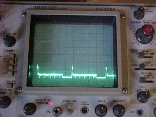 Picture from John's Oscilloscope of the Original Battery (with clamping diodes included) - John Drain's Model PT-Boat Site