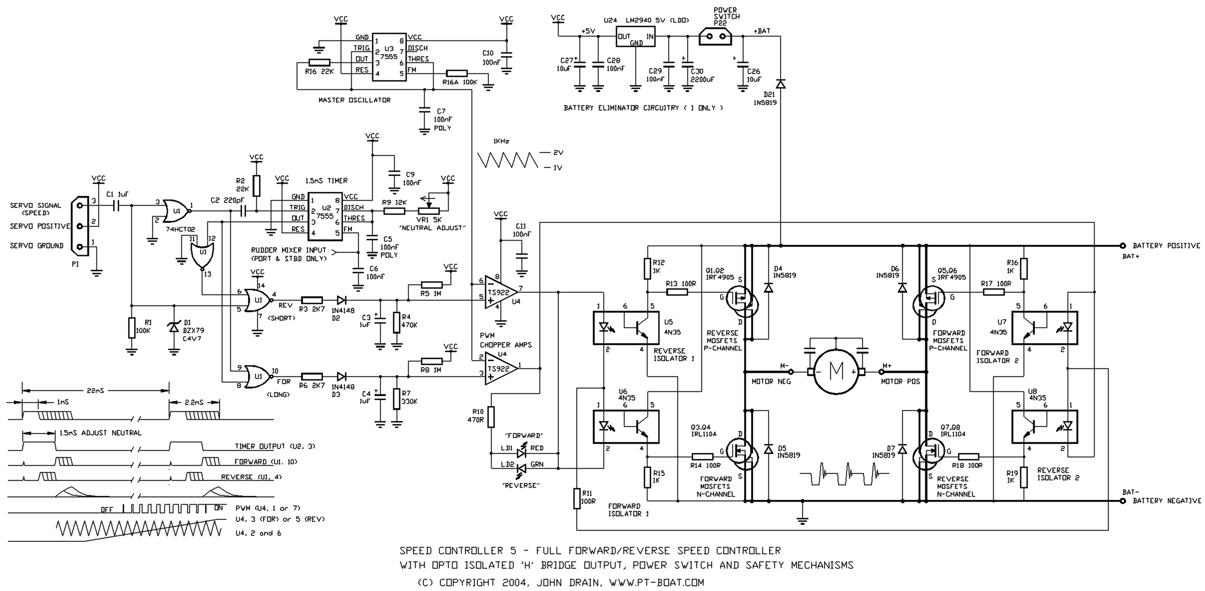 Picture of John's original H Bridge Speed Controller Design - John Drain's Model PT-Boat Site