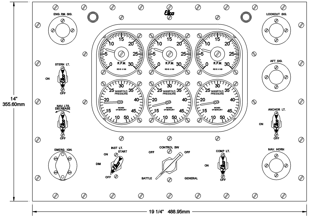 John's Helm Control Panel - Large Size - John Drain's Model PT-Boat Site