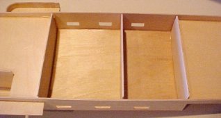 Picture of John's original design for the Cabin, with cuts applied to fit the battery - John Drain's Model PT-Boat Site