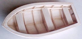 The original balsa version of the dinghy, completed, right-side-up - John Drain's Model PT-Boat Site