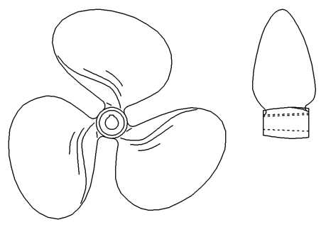 My Original Working Drawing of the Propeller with Locknut - John Drain's Model PT-Boat Site