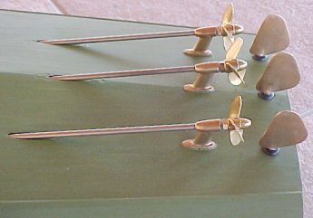 John's Idea for the Prop Shafts with Silicon Bronze Struts and Rudders Fitted - John Drain's Model PT-Boat Site