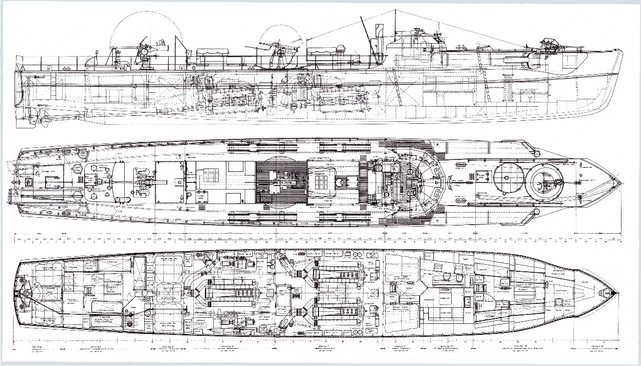 Image of my 3D Design of the German (Deutsch) S-100 Class Schnellboot - Click the Picture to Download a High-Resolution Version to your Computer/Tablet/Device - John Drain's Model PT-Boat Site