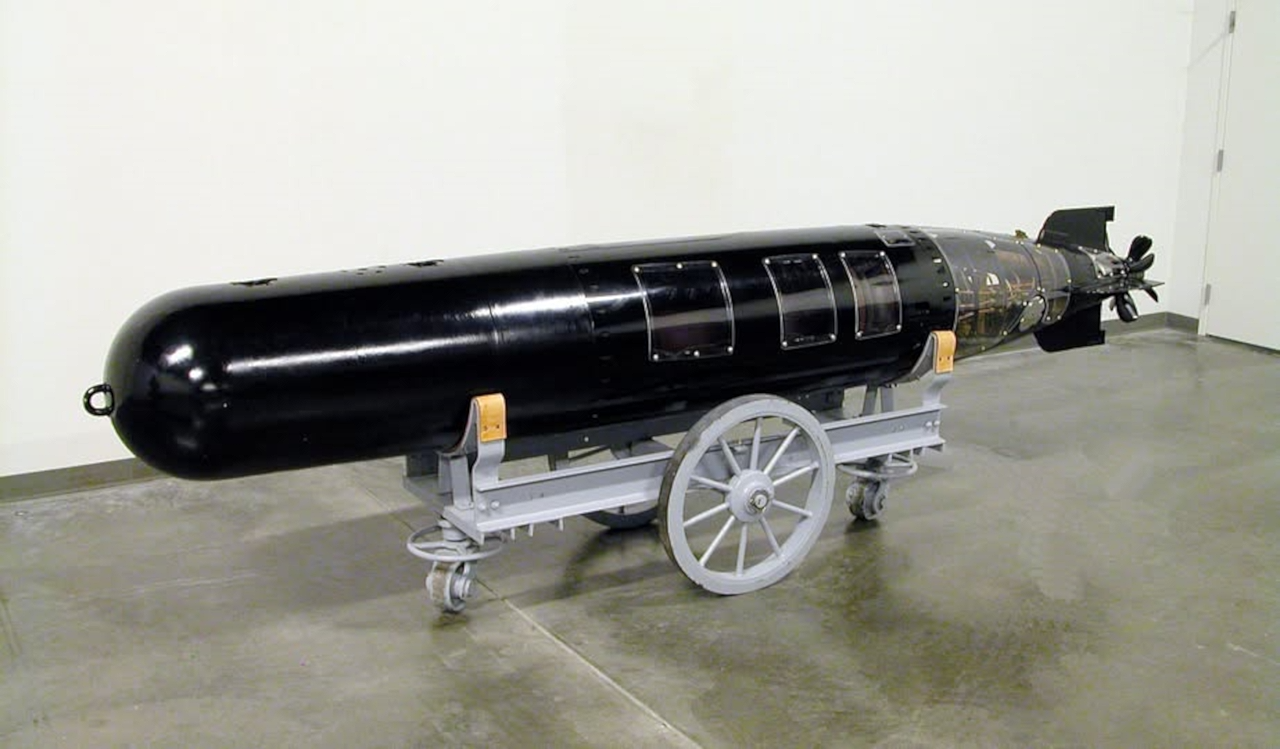 Mk13 Torpedo on a mobile trolley - posted on facebook page by Frank Andruss - The Mosquito Fleet Exhibit WWII PT BOATS