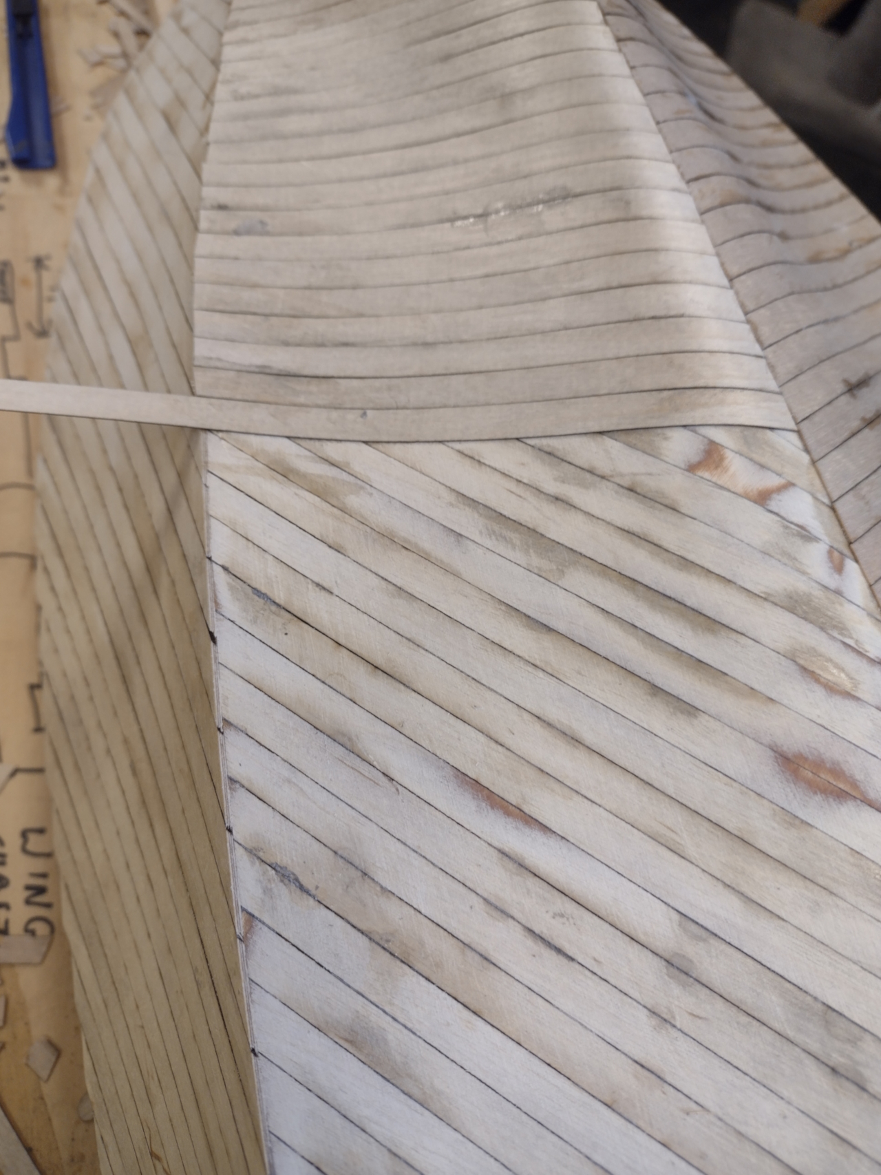 Planking the bottom second layer2 - John Drain's Model PT-Boat Site