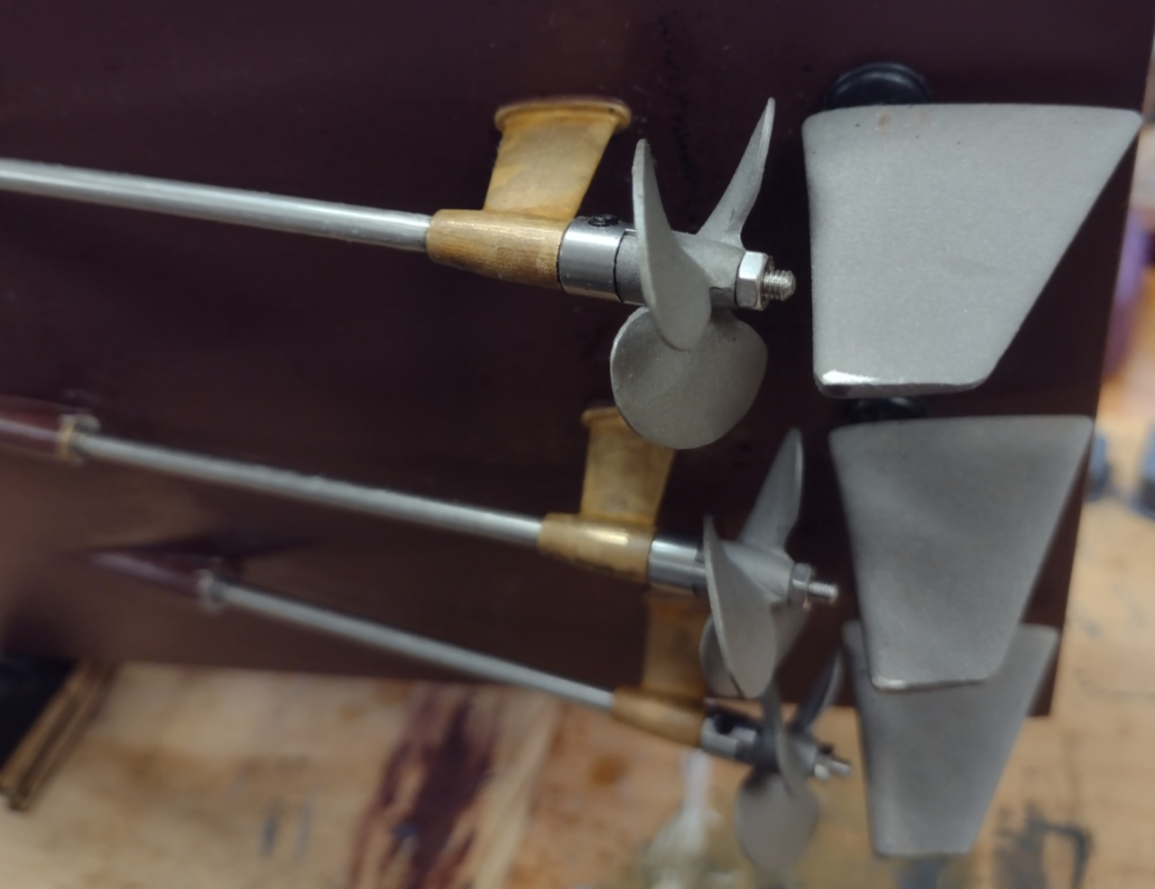 The new Props, Struts and Rudders in place. - John Drain's Model PT-Boat Site
