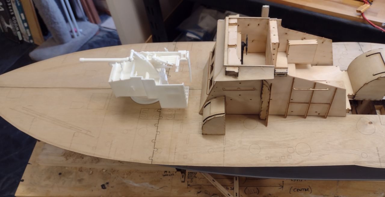 Trial fit of the superstructure etc. - John Drain's Model PT-Boat Site